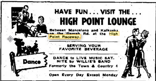 High Point Raceway - Feb 12 1971 Ad For Lounge At Raceway